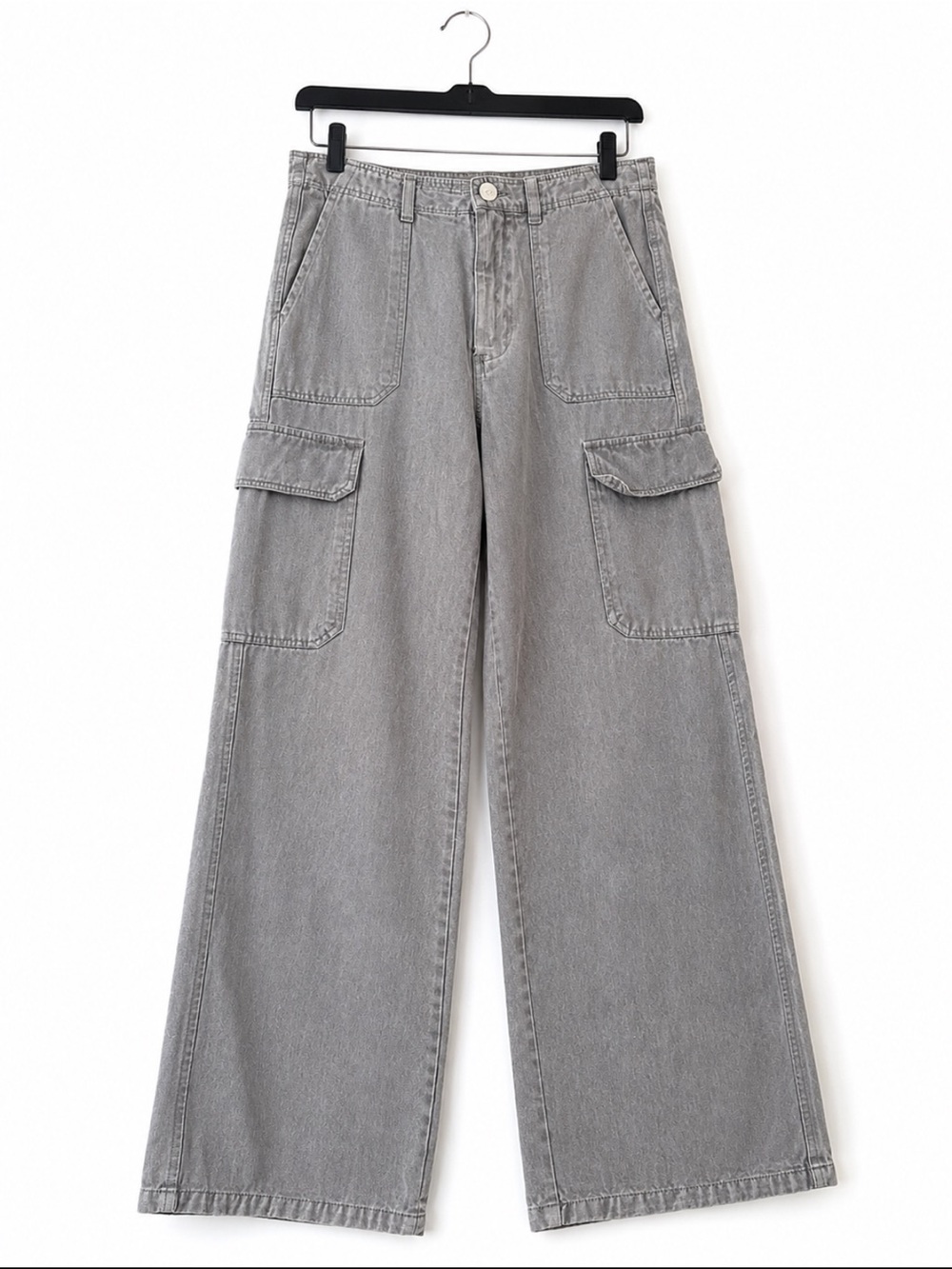 Zara Gray Wide Leg Cargo Utility Pants Y2K Size 2